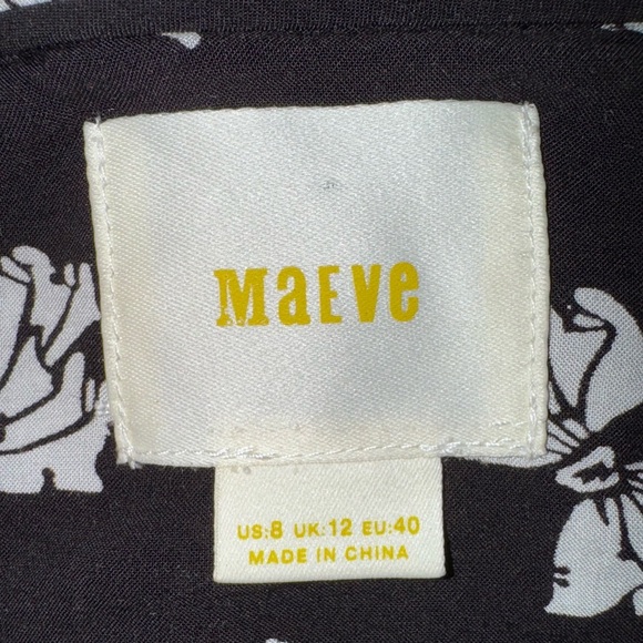 Maeve Anthropologie Emory Black White Bow Print Button Down Blouse Shirt Size 8 - Picture 5 of 7